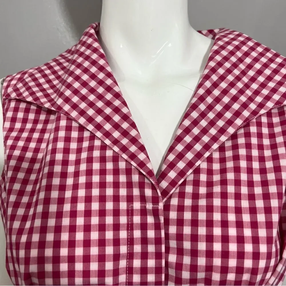 Vintage Y2K Debbie‎ Shuchat pink gingham tie front preppy blouse -- XL